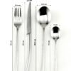 Cubertería Acero Inoxidable (24 Piezas) Trento Menú, Juego de Cubiertos para 6 Comensales, Tenedores, Cuchillos Chuleteros, Cucharas Soperas y de Postre, Menaje de Mesa Elegante y Duradero