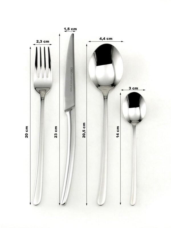 Cubertería Acero Inoxidable (24 Piezas) Trento Menú, Juego de Cubiertos para 6 Comensales, Tenedores, Cuchillos Chuleteros, Cucharas Soperas y de Postre, Menaje de Mesa Elegante y Duradero