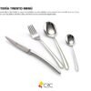 Cubertería Acero Inoxidable (24 Piezas) Trento Menú, Juego de Cubiertos para 6 Comensales, Tenedores, Cuchillos Chuleteros, Cucharas Soperas y de Postre, Menaje de Mesa Elegante y Duradero