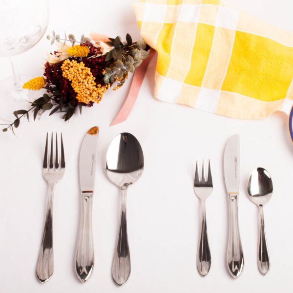 Juego de cubiertos en acero inoxidable (36 piezas) Amsterdam, 6 cucharas, 6 tenedores, 6 cuchillos, 6 cucharas de postre, 6 tenedores de postre, 6 cuchillos de postre