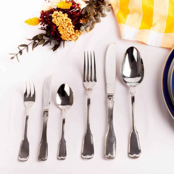 Juego de Cubiertos Bonn (36 Piezas) Acero Inoxidable Pulido con Baño en Plata, Cubertería Completa para 6 Personas con Tenedores, Cucharas, Cuchillos y Cubiertos de Postre