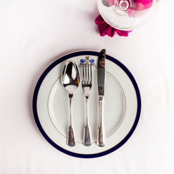 Juego de cubiertos mesa  en acero inoxidable con baño de plata (18 piezas) Bonn 5500, 6 cucharas mesa ;20 cm 6 tenedores mesa 19,5 cm;6 cuchillos mesa21,5 cm