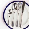 Juego de cubiertos en acero inoxidable 18/10 monoblock pulidos con baño en plata y (24 piezas) Bonn, 6 tenedores, 6 cucharas, 6 cuchillos, 6 cucharas de postre