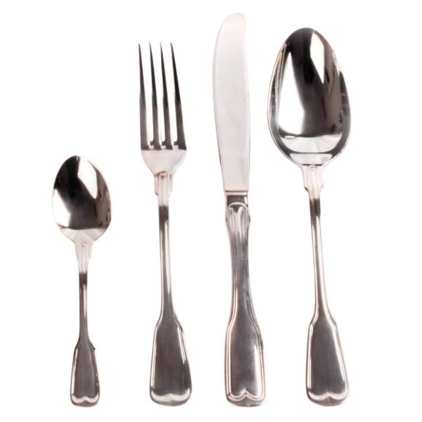 Juego de cubiertos en acero inoxidable 18/10 monoblock pulidos con baño en plata y (24 piezas) Bonn, 6 tenedores, 6 cucharas, 6 cuchillos, 6 cucharas de postre