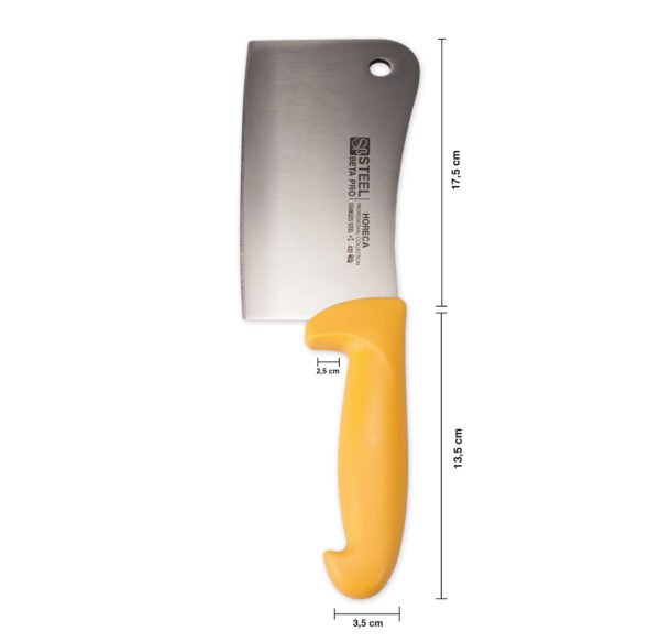 cuchillo-de-carnicero-macheta-steelbetapro.jpg Steel Beta Pro cuchillo macheta profesional 17 cm, acero inoxidable alto rendimiento, mango ergonómico amarillo, línea βPRO