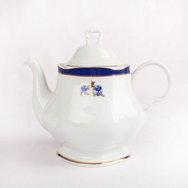 Juego de té de porcelana blanca (27 piezas) Duisburg, 12 tazas de té, 12 platillos para tazas, 1 tetera, 1 lechera, 1 azucarero, estilo victoriano