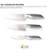 Juego de cuchillos de cocina en acero inoxidable (3 piezas) Holstein: 1 puntilla y 2 cuchillos chef con mangos ergonómicos, aptos para lavavajillas
