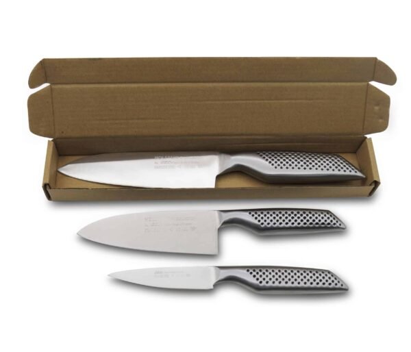 Juego de cuchillos de cocina en acero inoxidable (3 piezas) Holstein: 1 puntilla y 2 cuchillos chef con mangos ergonómicos, aptos para lavavajillas