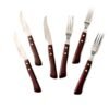 Juego de cuchillos chuleteros y tenedores para carne (6 Piezas) Timber Steel Cutlery, set de madera, 3 tenedores y 3 cuchillos