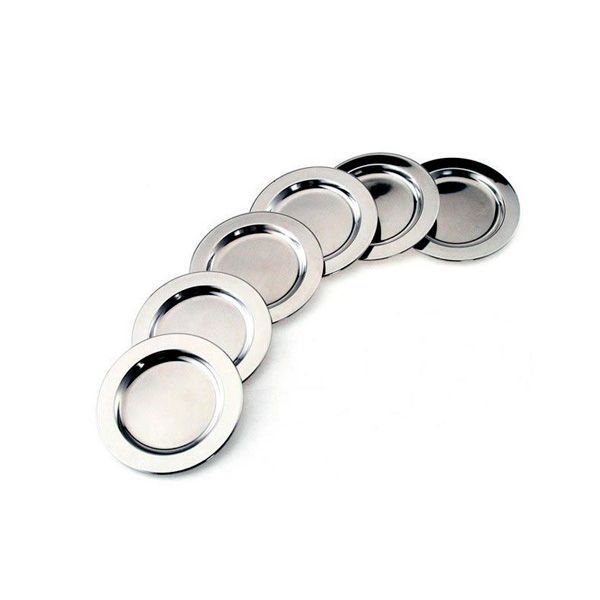 Juego de platos de pan y mantequilla de acero inoxidable (12 piezas) Avignon, 6 paneras (14,5 cm), 6 bajoplatos (32 cm)