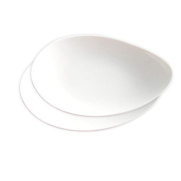 juego-de-platos-de-porcelana-melivec-1.jpg Juego de 2 fuentes platos de porcelana blanca (2 piezas) Ovum, 24 cm