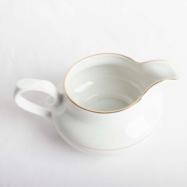 Juego de salsera de porcelana blanca de caolín y plato de apoyo (2 piezas) Bremen, 1 salsera (35 cl), 1 plato (25 x 14 cm)