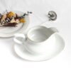 Juego de salsera de porcelana blanca de caolín y plato de apoyo (2 piezas) Bremen, 1 salsera (35 cl), 1 plato (25 x 14 cm)