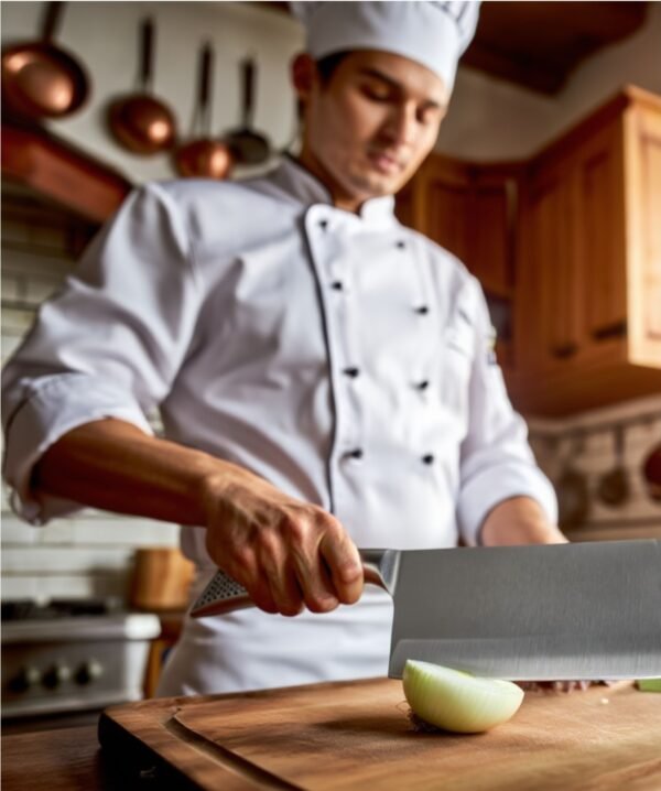 Diseño sin título - 4 Macheta de cocina profesional, acero inoxidable 17 cm, una sola pieza, mango ergonómico antideslizante, apto para lavavajillas