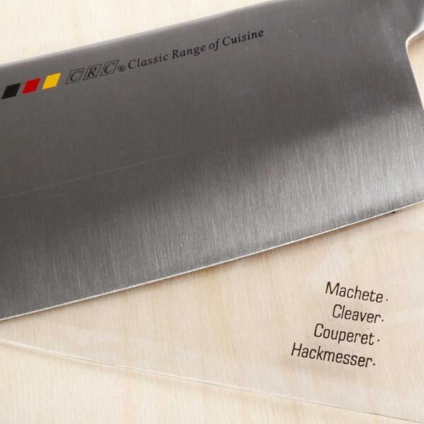 macheta-holstein-medidas.jpg Macheta de cocina profesional, acero inoxidable 17 cm, una sola pieza, mango ergonómico antideslizante, apto para lavavajillas