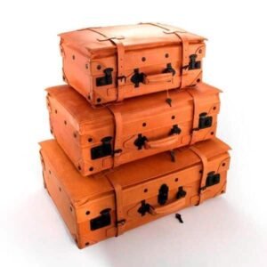 maletas-vintage-savanna-1.jpg Juego de maletas de cuero vintage (3 piezas) Savanna, 1 maleta grande (60 l), 1 maleta mediana (55 l), 1 maleta pequeña (42 l), color camel