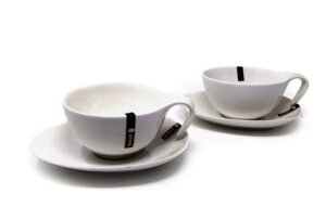 Version 1.0.0 Set de 2 Tazas Jumbo con Platillo – 400 ml – Tazas Grandes para Café o Té – Apta para Microondas y Lavavajillas – OVUM