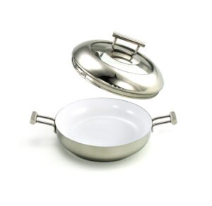 Paellera Nápoles 28 cm con Tapa – Interior Cerámico Antiadherente | Acero Inoxidable Apto para Inducción y Lavavajillas | Alta Resistencia y Fondo Termodifusor – CRC Classic Range of Cuisine