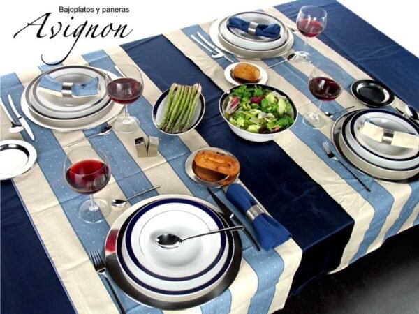 Juego de platos de pan y mantequilla de acero inoxidable (12 piezas) Avignon, 6 paneras (14,5 cm), 6 bajoplatos (32 cm)