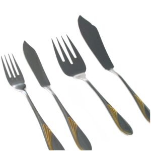 CRC Nápoles 2000 Deco juego de pescado 26 piezas, acero inoxidable con baño de oro