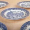 Platos de postre de porcelana blanca (6 piezas) Churchill, diseño clásico, azul