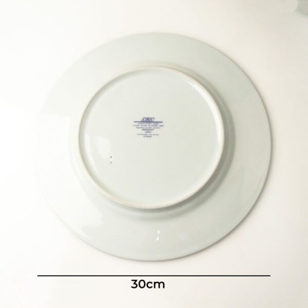 Platos  presentación llanos de porcelana blanca (6 piezas) Duisburg, 30 cm, azul cobalto y filo de oro