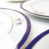 Juego de platos Postre de porcelana blanca  Duisburg, 6 platos de postre, azul de cobalto y filo de oro
