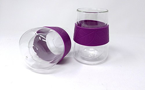 2 Vasos Térmicos Doble Pared 8×12 cm para Infusiones y Té. 300ml– Cristal Borosilicato 2 Piezas.