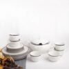 Juego de boles consomé de porcelana blanca (12 piezas) Sonata, 6 boles consomé con asas (33cl), 6 platillos para tazas, con filo de oro