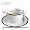 Juego de boles consomé de porcelana blanca (12 piezas) Sonata, 6 boles consomé con asas (33cl), 6 platillos para tazas, con filo de oro