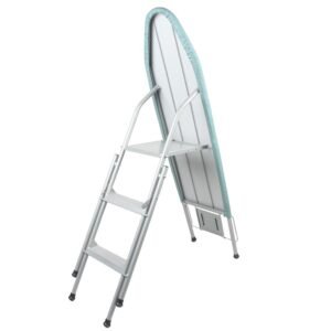 tabladeplanchar2.jpg Tabla de planchar plegable con escalera de 3 peldaños incorporada (1 pieza), fácil conversión, robusta y estable, soporta hasta 150 kg de peso