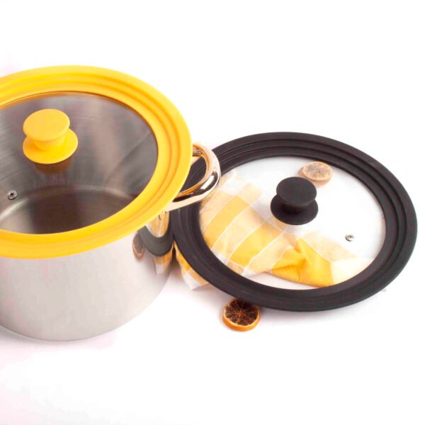 Tapa de Sartén y olla, Ajuste universal 18 – 22 cm Borde de Silicona y Cristal Templado, Multidiámetro