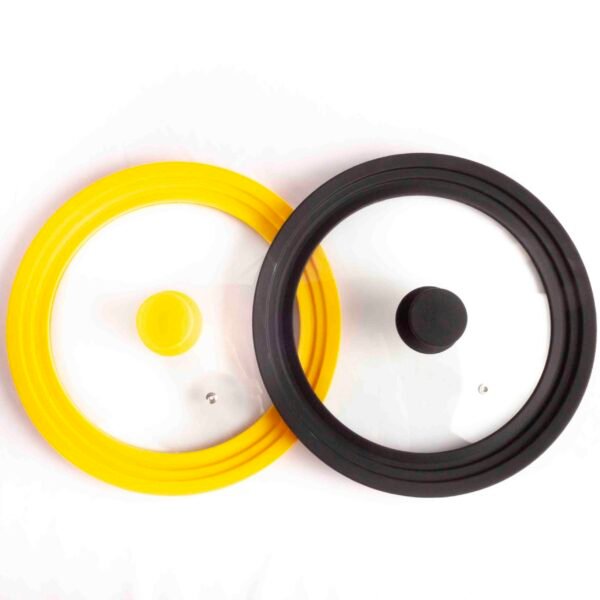 Tapa de Sartén y olla, Ajuste universal 18 – 22 cm Borde de Silicona y Cristal Templado, Multidiámetro