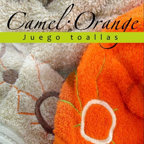 Juego de Toallas para Baño (4 piezas) en Algodón Color Crema Bordadas