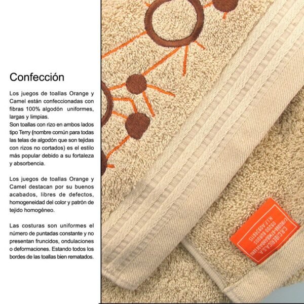 Juego de Toallas para Baño (4 piezas) en Algodón Color Crema Bordadas