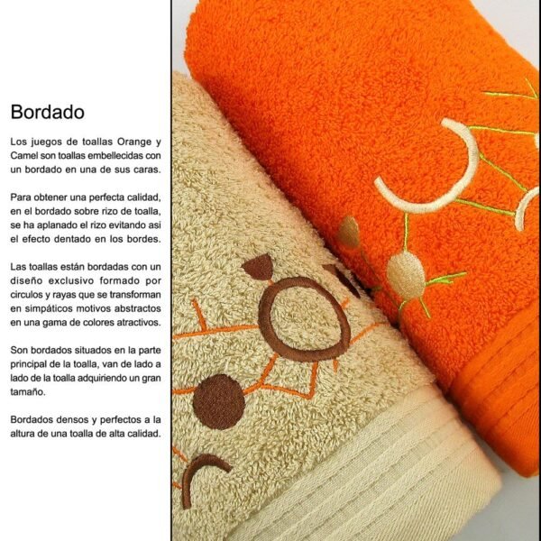 Juego de Toallas para Baño (4 piezas) en Algodón Color Crema Bordadas