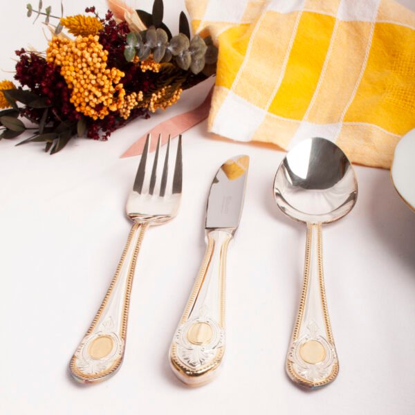 toscana1280royal_10.jpg Cubertería de Lujo Toscana Royal (18 Piezas), Acero Inoxidable 18/10 Plata y Oro, Juego de Cubiertos para 6 Personas, Set Elegante para Bodas, Navidad, Celebraciones y Regalos
