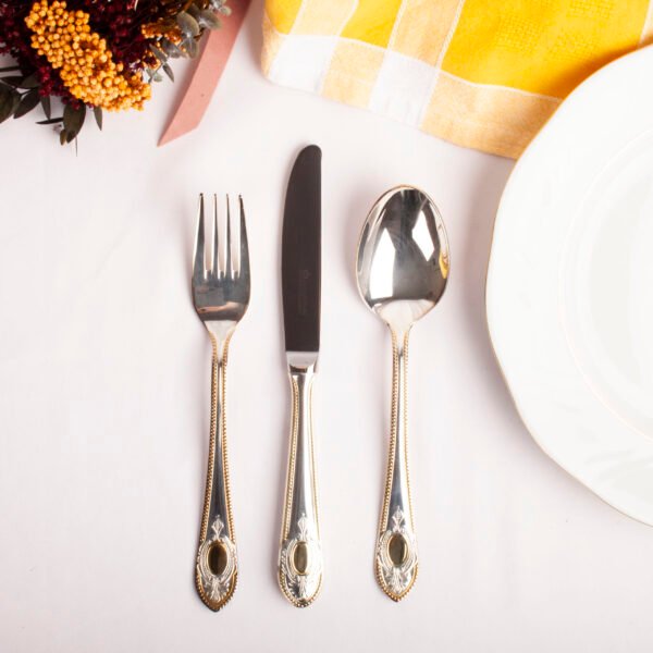 toscana1280royal_2.jpg Cubertería de Lujo Toscana Royal (18 Piezas), Acero Inoxidable 18/10 Plata y Oro, Juego de Cubiertos para 6 Personas, Set Elegante para Bodas, Navidad, Celebraciones y Regalos