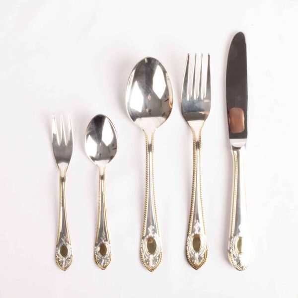 CRC Toscana 1280 Royal Cubertería 70 piezas en acero inoxidable decorado en oro, servicio completo con piezas de servir