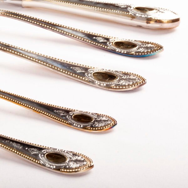 toscana1280royal_22.jpg Set de Cubiertos (30 piezas) Toscana Royal en Acero Inoxidable 18/10 con Baño de Plata y Oro, Diseño Clásico Vintage de Lujo