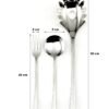 trento-pasta-cubiertos-medidas.jpg Set de Cubiertos para Pasta Trento (18 Piezas) Acero Inoxidable Pulido Espejo, 6 Tenedores, 6 Cucharas, 1 Cucharón, 2 Platos, 1 Ensaladera y 2 Boles