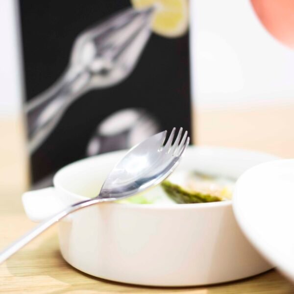 Juego de cubiertos para ostras en acero inoxidable (9 piezas) Trento, 6 tenedores de ostras, 1 exprimidor, estuche regalo.