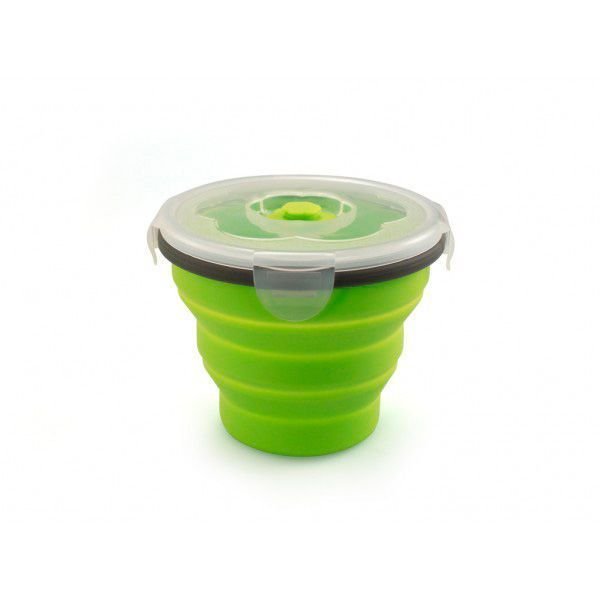 Fiambrera plegable de silicona Sivita, 1 envase redondo de 60 cl, válvula de vacío y salida de vapor, ultra resistente y sin tóxicos