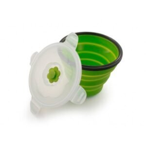 Fiambrera plegable de silicona Sivita, 1 envase redondo de 60 cl, válvula de vacío y salida de vapor, ultra resistente y sin tóxicos