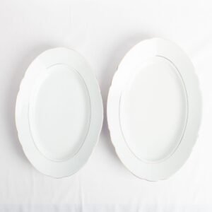 Juego de bandejas de porcelana blanca (2 piezas) Sena, 1 bandeja grande (37 cm), 1 bandeja pequeña (33 cm)