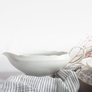 Salsera de porcelana blanca con filo de oro (1piezas) Sena