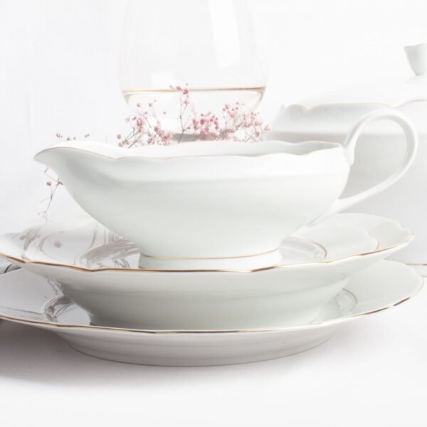 Salsera de porcelana blanca con filo de oro (1piezas) Sena