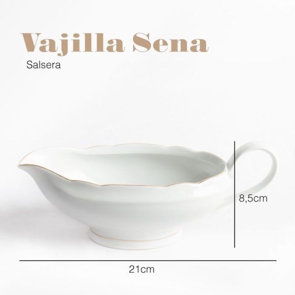 Salsera de porcelana blanca con filo de oro (1piezas) Sena