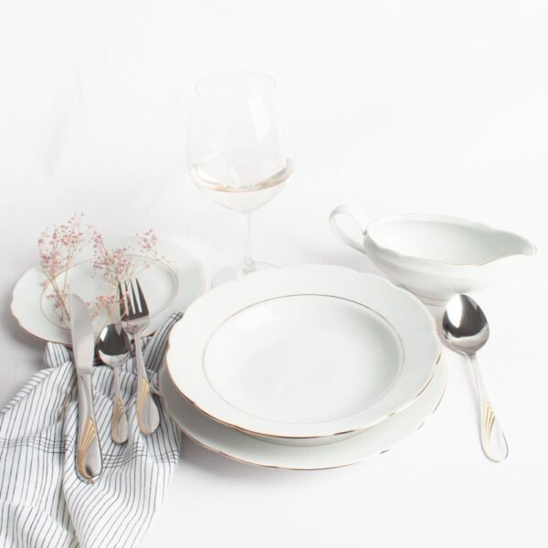 Salsera de porcelana blanca con filo de oro (1piezas) Sena