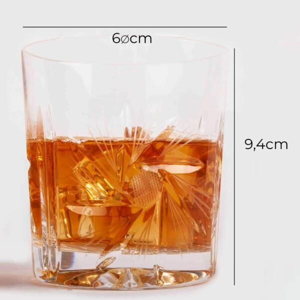 vaso-whisky-cotas.jpg Juego de 2 Vasos de Whisky en Cristal Tallado a Mano – Diseño Escocés Vintage de 250 ml, Apto Lavavajillas